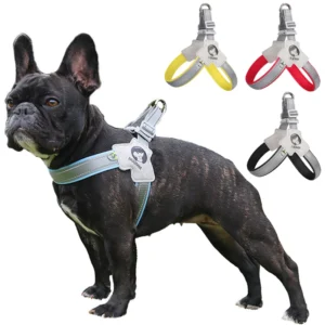 Coleira Peitoral Refletiva para Cães Estilo Sela, Respirável, para Bulldog Francês, Coleira para Cães Pequenos e Médios, Arnês para Filhotes