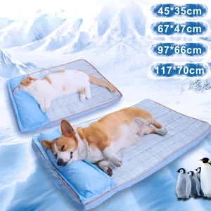 Tapete ortopédico de espuma de memória com travesseiro para cães, respirável, impermeável, lavável, refrescante, verão, cão grande, médio, cachorro